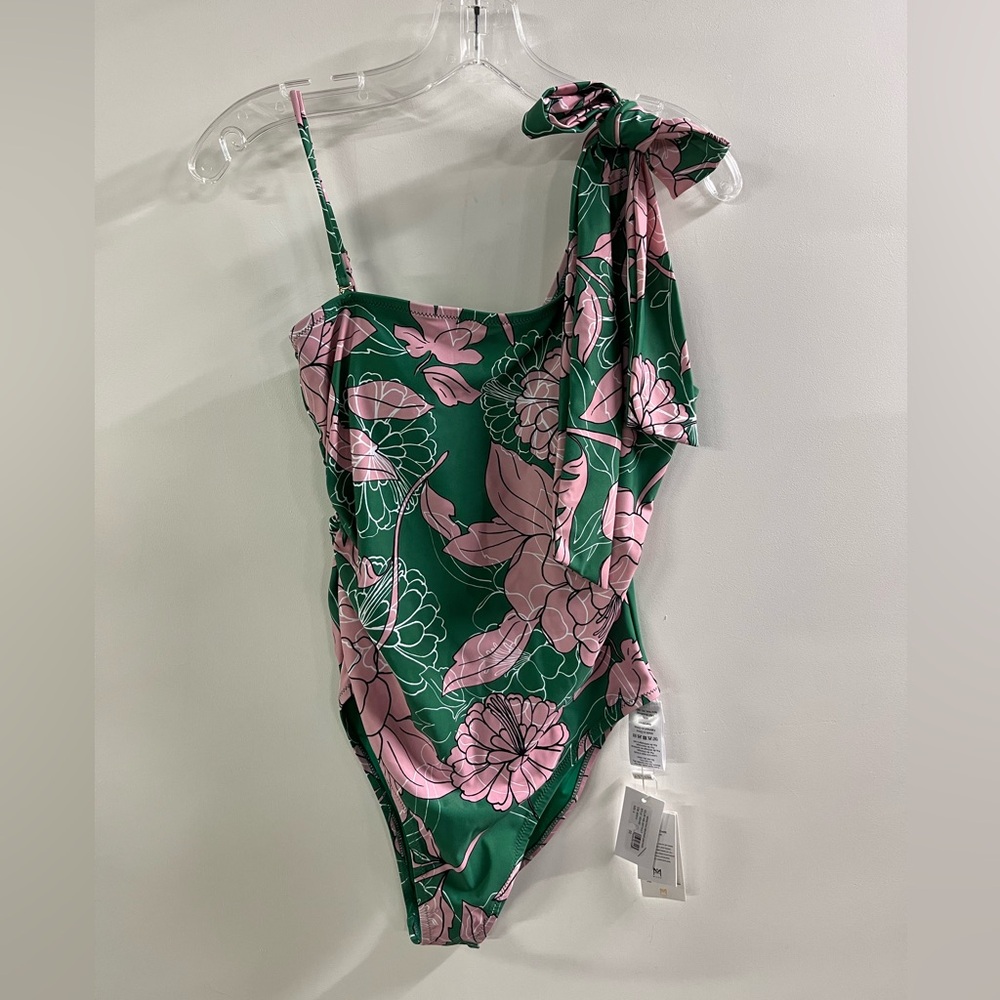 MILLY NWT Cabana Pink Nenuphar 1 Shoulder Water Lily One Piece Swimsuit Beach S - Picture 4 of 16
